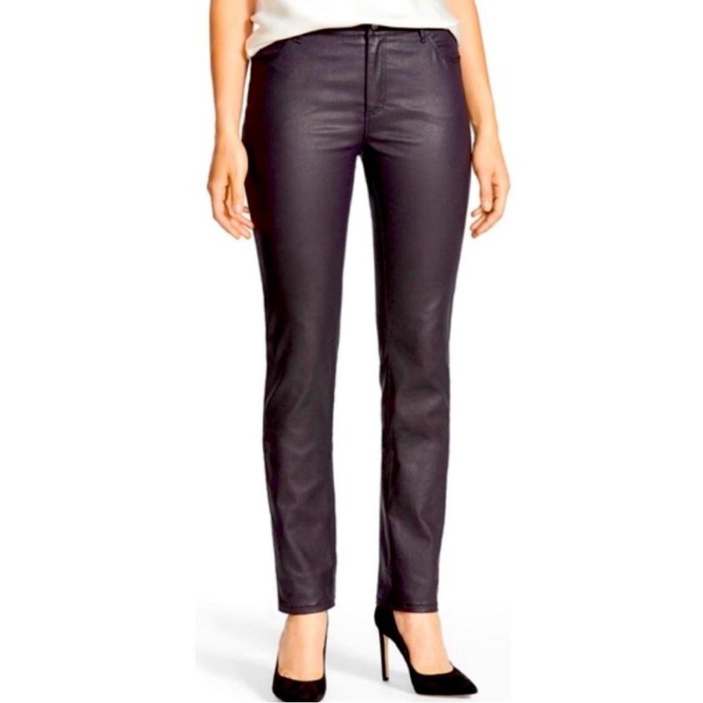 Lafayette 148 New York Mercer Waxed Cotton Denim Pants – Black, Size 2